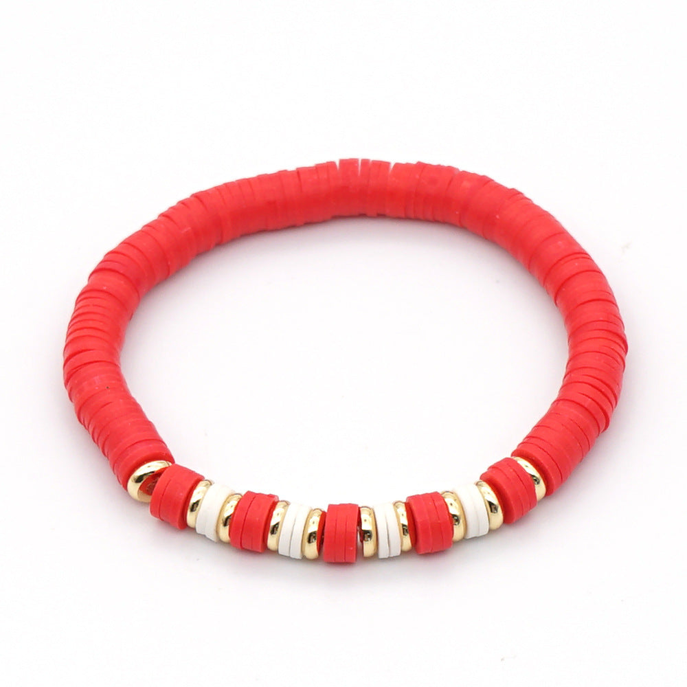 Fashion Letter Colorful Soft Clay Patchwork Pearl Bracelets