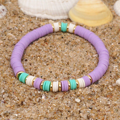 Fashion Letter Colorful Soft Clay Patchwork Pearl Bracelets