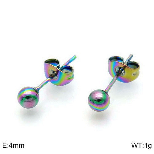 Earrings Wholesale Europe And America Cross Border Round Beads Titanium Steel Women's Stud Earrings Street Simplicity Titanium Steel Earring Accessories