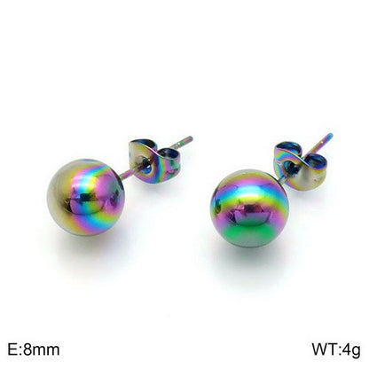 Earrings Wholesale Europe And America Cross Border Round Beads Titanium Steel Women's Stud Earrings Street Simplicity Titanium Steel Earring Accessories