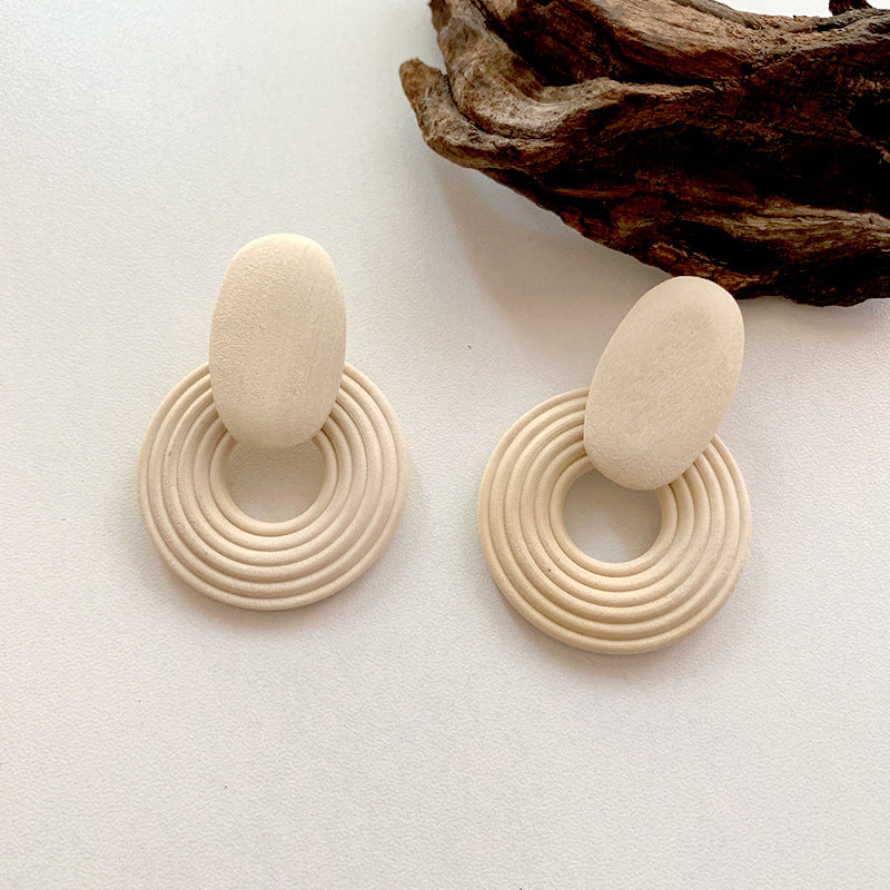 1 Pair Retro Geometric Wood Ear Studs