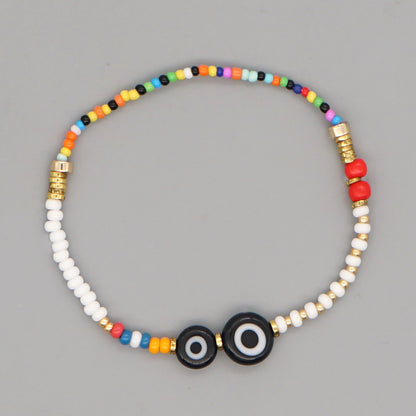 Original Boho Ethnic Wind Quartet Love Alphabet Rainbow Glass Beads Bracelet Wholesale Gooddiy