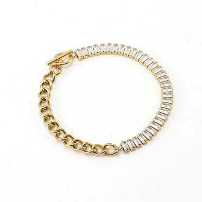 Fashion Geometric Stainless Steel Bracelets Necklace Patchwork Gold Plated Rhinestones Stainless Steel Necklaces