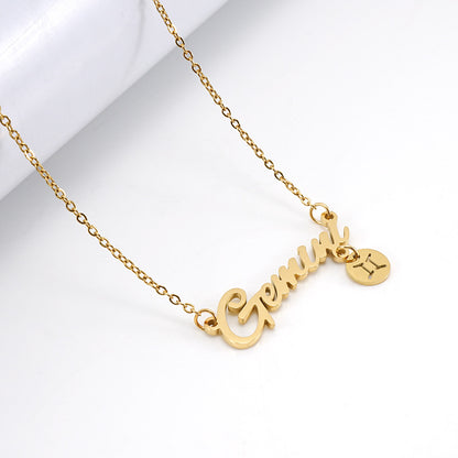 Fashion Letter Constellation Stainless Steel Pendant Necklace Gold Plated Stainless Steel Necklaces