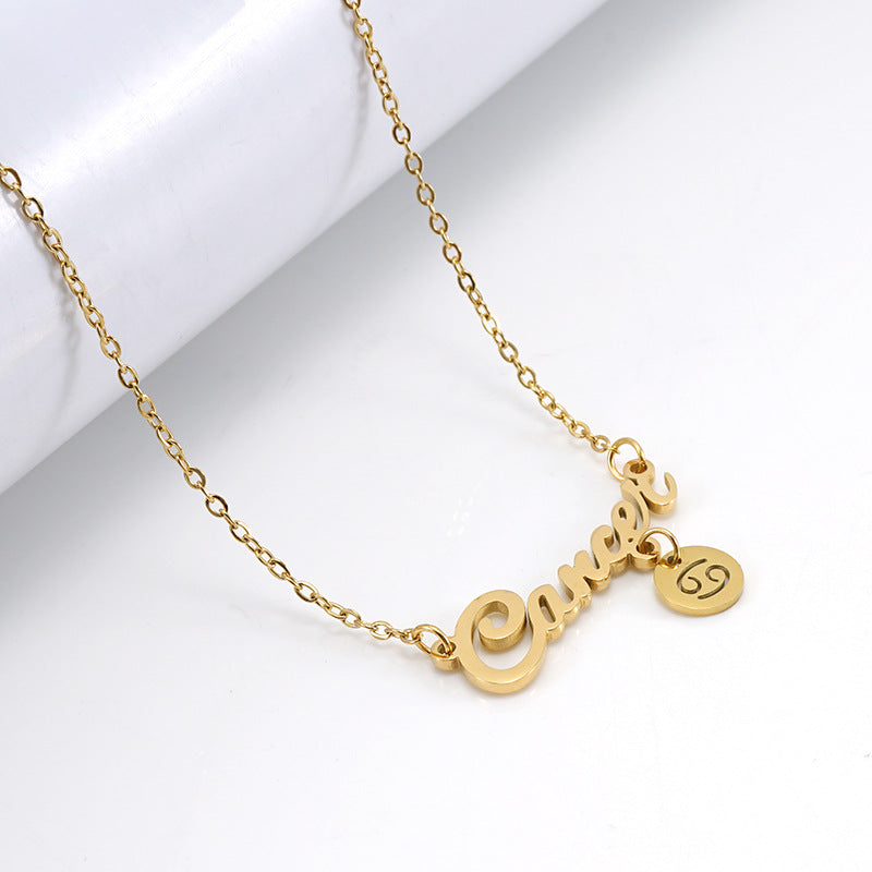 Fashion Letter Constellation Stainless Steel Pendant Necklace Gold Plated Stainless Steel Necklaces