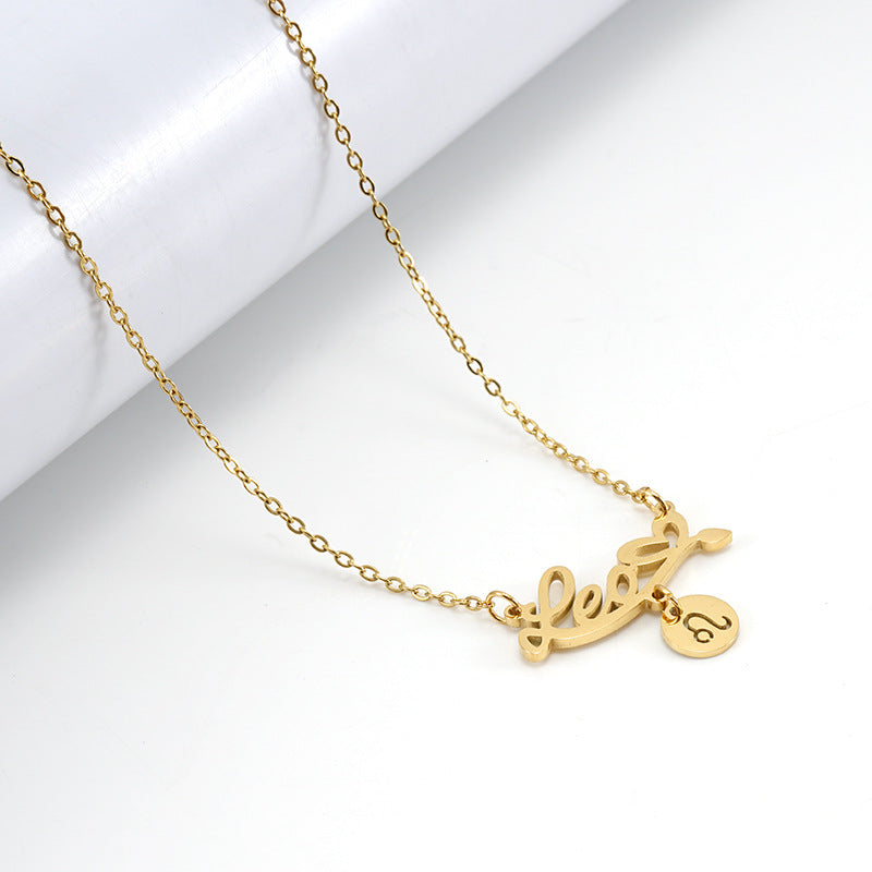 Fashion Letter Constellation Stainless Steel Pendant Necklace Gold Plated Stainless Steel Necklaces