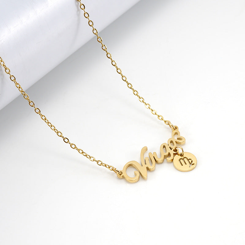 Fashion Letter Constellation Stainless Steel Pendant Necklace Gold Plated Stainless Steel Necklaces