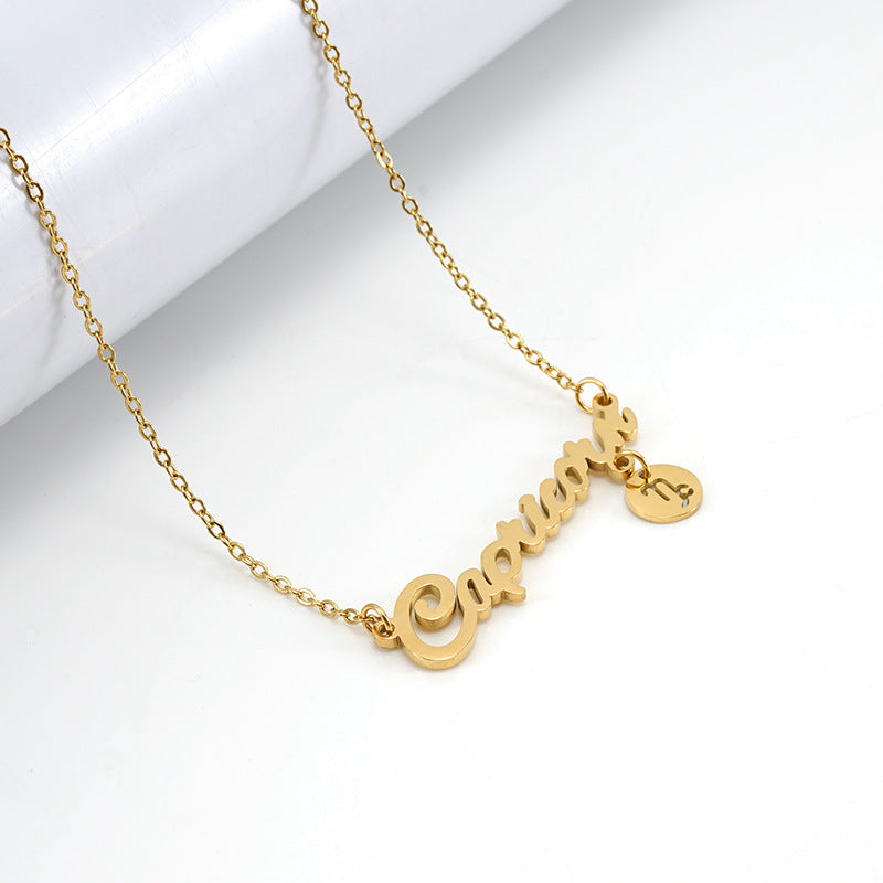 Fashion Letter Constellation Stainless Steel Pendant Necklace Gold Plated Stainless Steel Necklaces