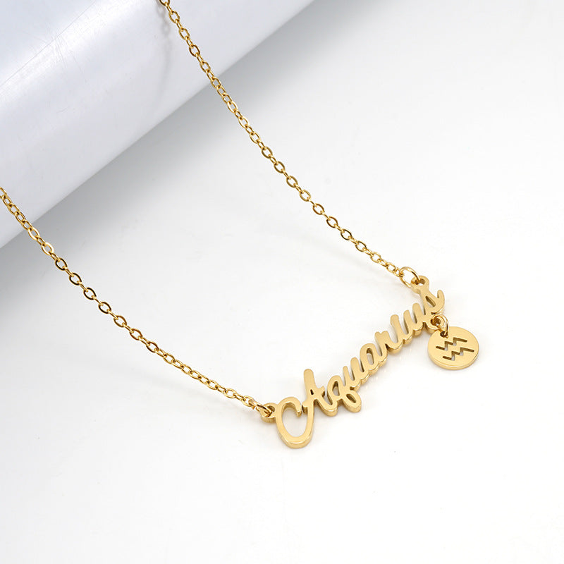 Fashion Letter Constellation Stainless Steel Pendant Necklace Gold Plated Stainless Steel Necklaces