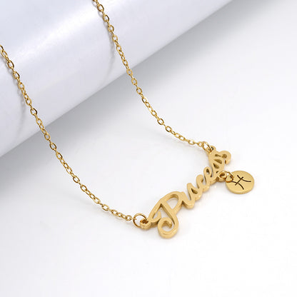 Fashion Letter Constellation Stainless Steel Pendant Necklace Gold Plated Stainless Steel Necklaces