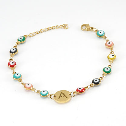 Fashion Letter Eye Stainless Steel Bracelets Enamel Stainless Steel Bracelets