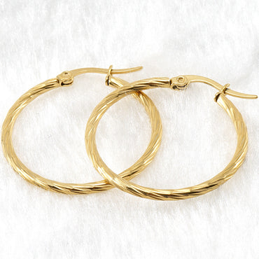 Simple Style Circle Gold Plated Stainless Steel Earrings