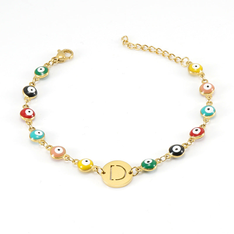 Fashion Letter Eye Stainless Steel Bracelets Enamel Stainless Steel Bracelets