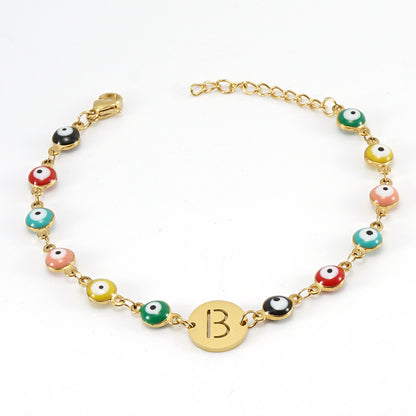 Fashion Letter Eye Stainless Steel Bracelets Enamel Stainless Steel Bracelets