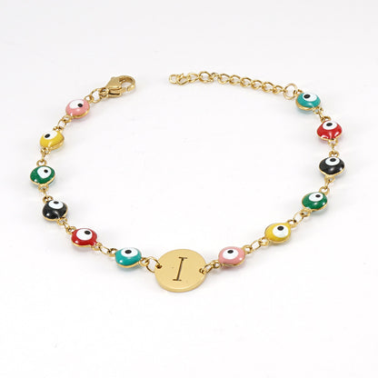 Fashion Letter Eye Stainless Steel Bracelets Enamel Stainless Steel Bracelets