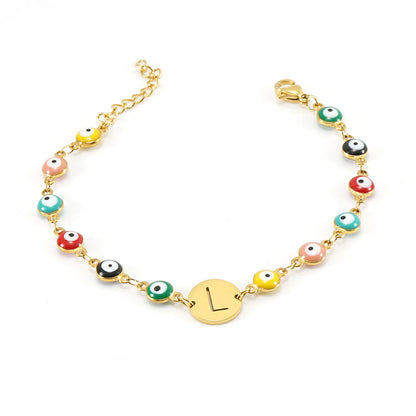 Fashion Letter Eye Stainless Steel Bracelets Enamel Stainless Steel Bracelets