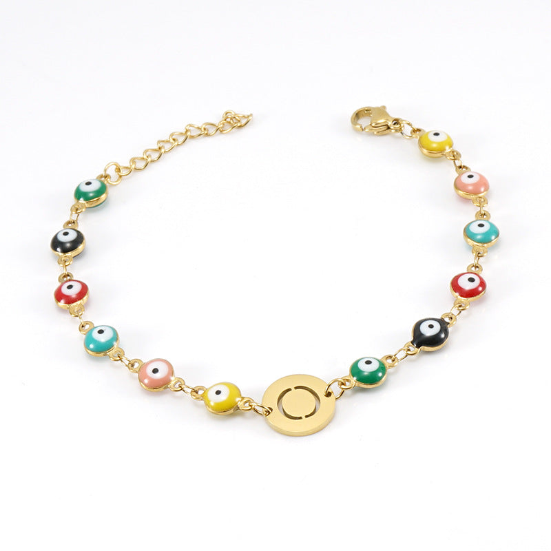 Fashion Letter Eye Stainless Steel Bracelets Enamel Stainless Steel Bracelets