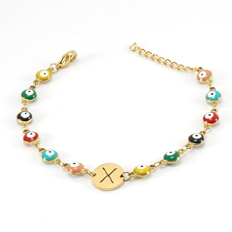 Fashion Letter Eye Stainless Steel Bracelets Enamel Stainless Steel Bracelets