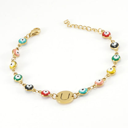 Fashion Letter Eye Stainless Steel Bracelets Enamel Stainless Steel Bracelets