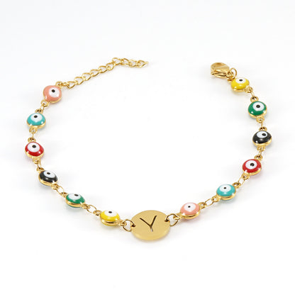 Fashion Letter Eye Stainless Steel Bracelets Enamel Stainless Steel Bracelets