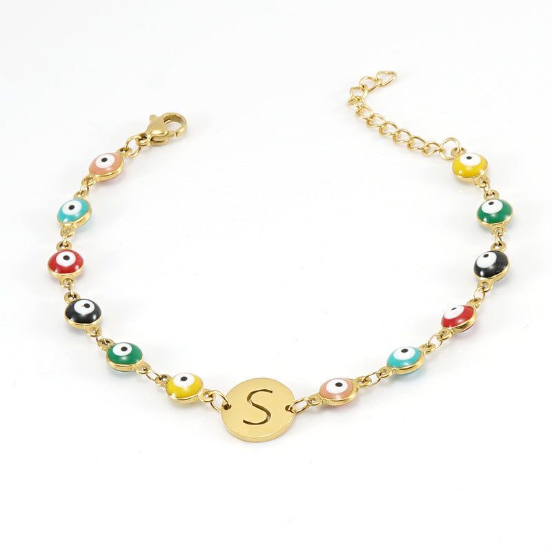 Fashion Letter Eye Stainless Steel Bracelets Enamel Stainless Steel Bracelets