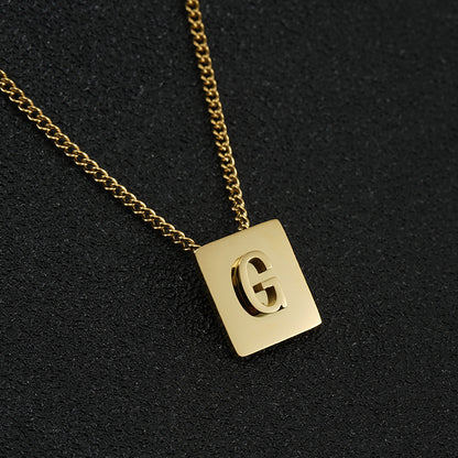 Fashion Letter Square Stainless Steel Pendant Necklace Gold Plated Stainless Steel Necklaces