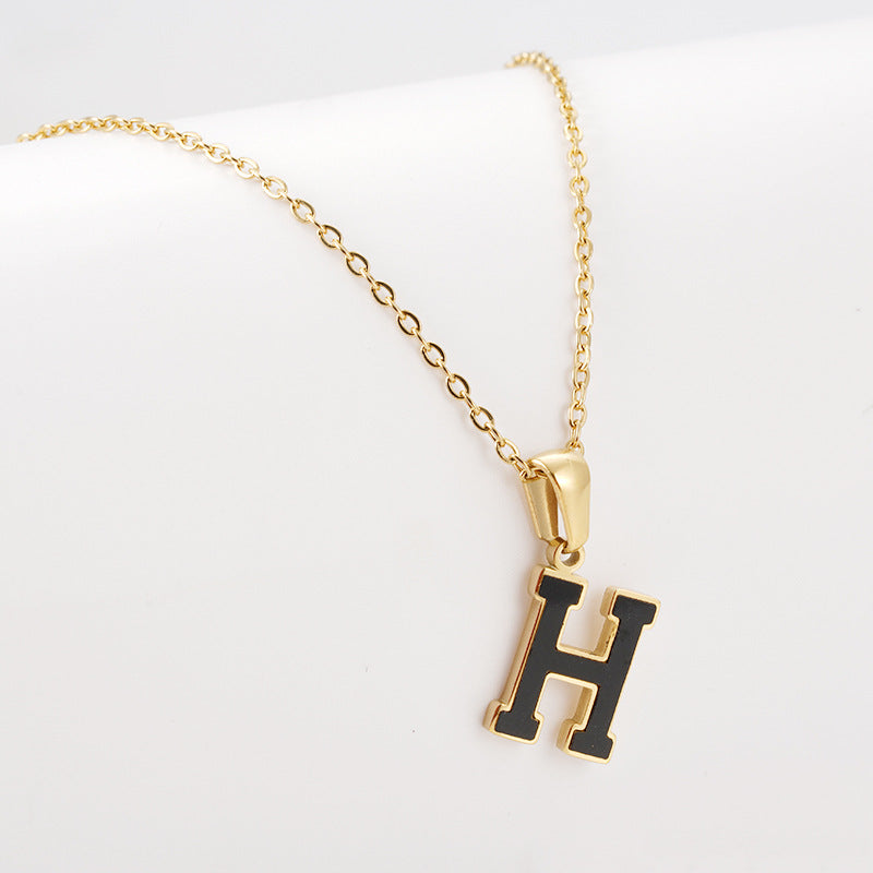 Simple Style Letter Stainless Steel Pendant Necklace Gold Plated Stainless Steel Necklaces