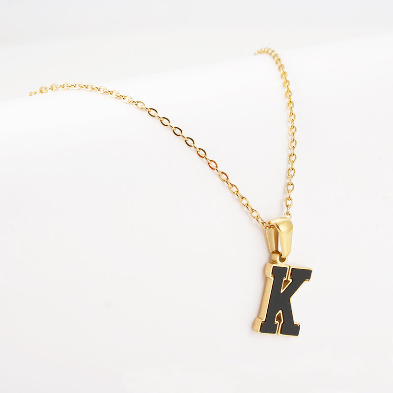 Simple Style Letter Stainless Steel Pendant Necklace Gold Plated Stainless Steel Necklaces