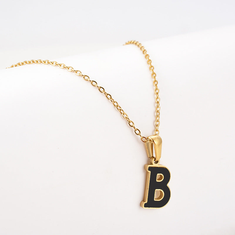 Simple Style Letter Stainless Steel Pendant Necklace Gold Plated Stainless Steel Necklaces