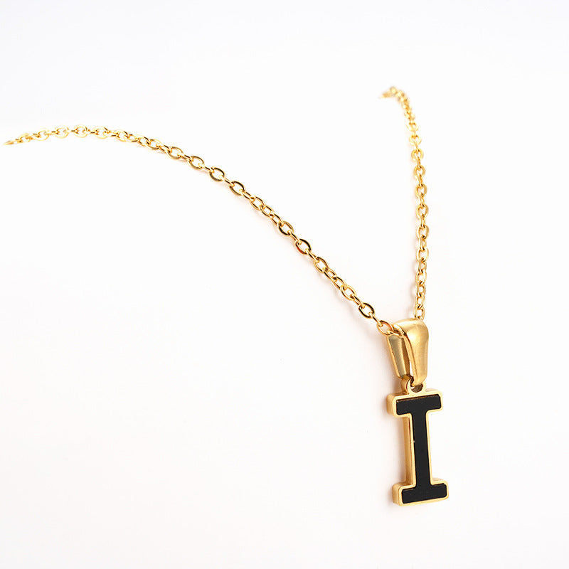 Simple Style Letter Stainless Steel Pendant Necklace Gold Plated Stainless Steel Necklaces