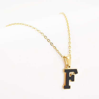 Simple Style Letter Stainless Steel Pendant Necklace Gold Plated Stainless Steel Necklaces