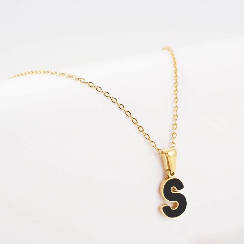 Simple Style Letter Stainless Steel Pendant Necklace Gold Plated Stainless Steel Necklaces