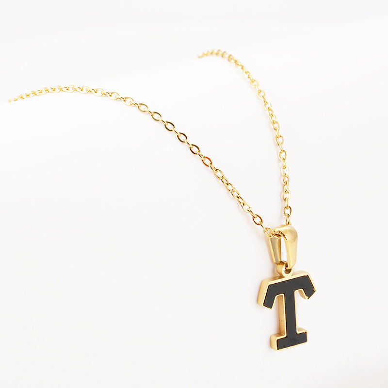 Simple Style Letter Stainless Steel Pendant Necklace Gold Plated Stainless Steel Necklaces