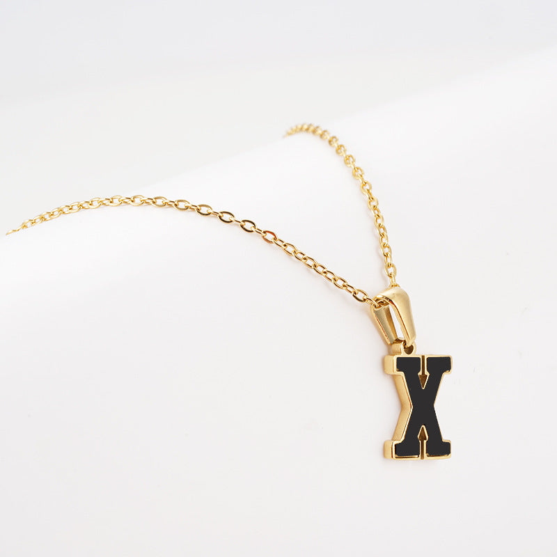 Simple Style Letter Stainless Steel Pendant Necklace Gold Plated Stainless Steel Necklaces