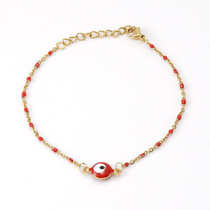 Simple Style Round Devil's Eye Stainless Steel Bracelets Enamel Plating Stainless Steel Bracelets