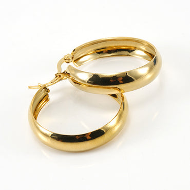 Simple Style Round Gold Plated Stainless Steel Hoop Earrings