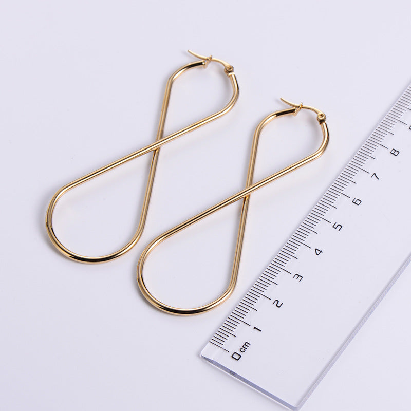 Simple Style 8 Number Stainless Steel Drop Earrings Gold Plated Stainless Steel Earrings