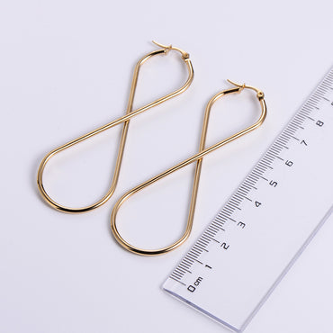 Simple Style 8 Number Stainless Steel Drop Earrings Gold Plated Stainless Steel Earrings