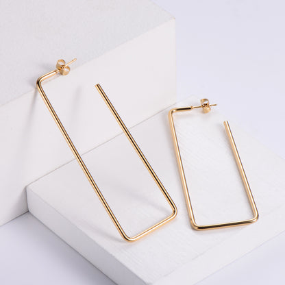 Simple Style Square Stainless Steel Ear Studs Polishing Plating Stainless Steel Earrings