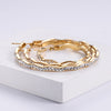 Simple Style Waves Plating 304 Stainless Steel Rhinestones 18K Gold Plated Hoop Earrings