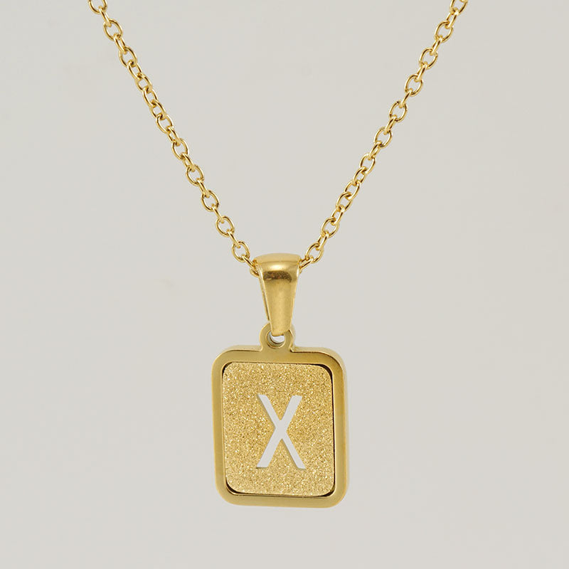 Fashion Letter Square Titanium Steel Necklace Stainless Steel Necklaces