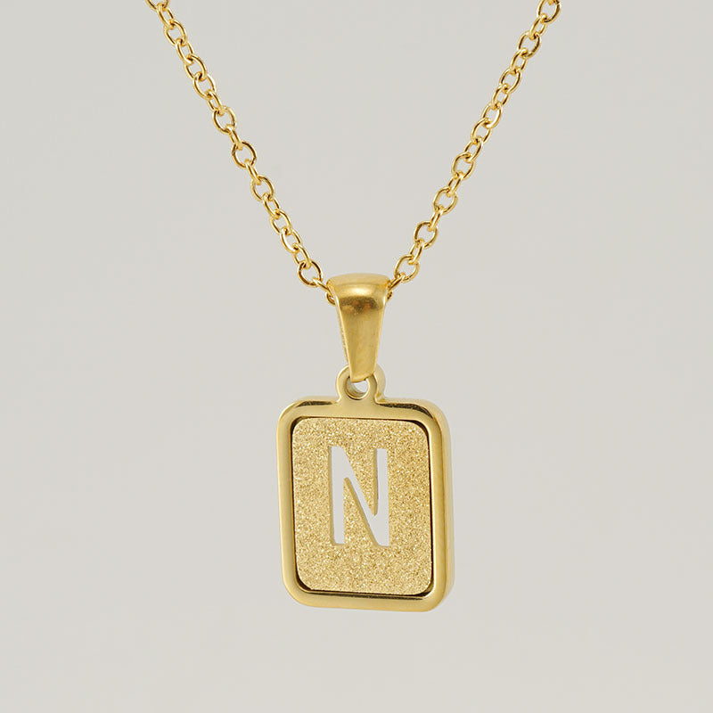 Fashion Letter Square Titanium Steel Necklace Stainless Steel Necklaces