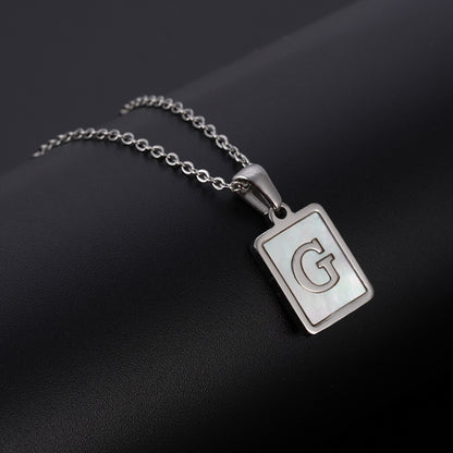 Simple Style Letter Rectangle Titanium Steel Pendant Necklace Plating Shell Stainless Steel Necklaces