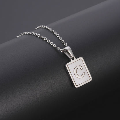 Simple Style Letter Rectangle Titanium Steel Pendant Necklace Plating Shell Stainless Steel Necklaces