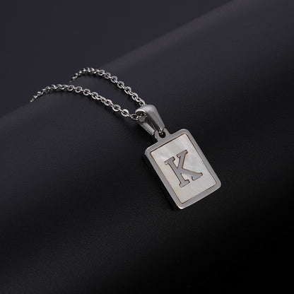 Simple Style Letter Rectangle Titanium Steel Pendant Necklace Plating Shell Stainless Steel Necklaces