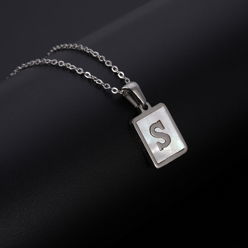 Simple Style Letter Rectangle Titanium Steel Pendant Necklace Plating Shell Stainless Steel Necklaces