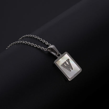 Simple Style Letter Rectangle Titanium Steel Pendant Necklace Plating Shell Stainless Steel Necklaces