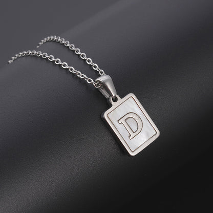 Simple Style Letter Rectangle Titanium Steel Pendant Necklace Plating Shell Stainless Steel Necklaces