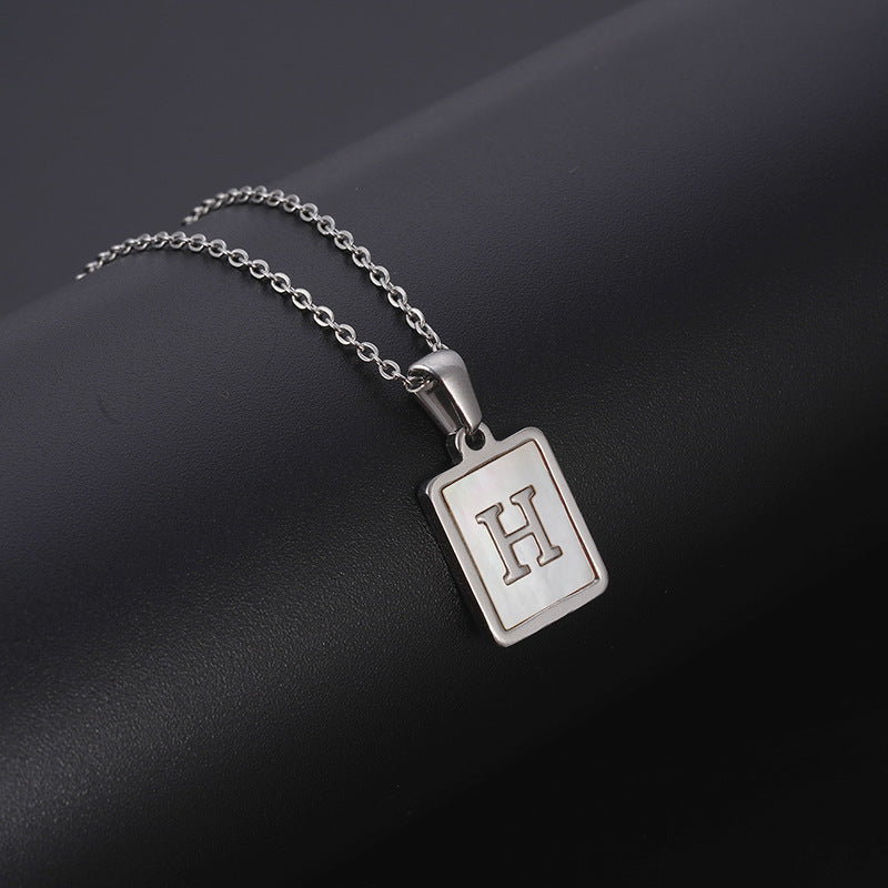 Simple Style Letter Rectangle Titanium Steel Pendant Necklace Plating Shell Stainless Steel Necklaces