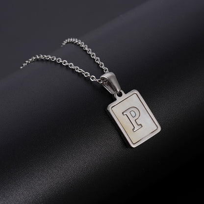 Simple Style Letter Rectangle Titanium Steel Pendant Necklace Plating Shell Stainless Steel Necklaces